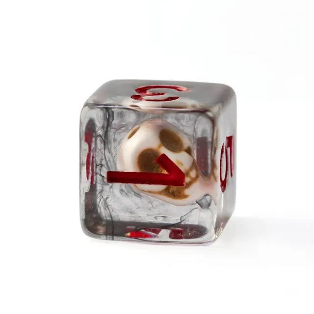 Pirate Skull Smoke 7pc Dice Set Inked in Red