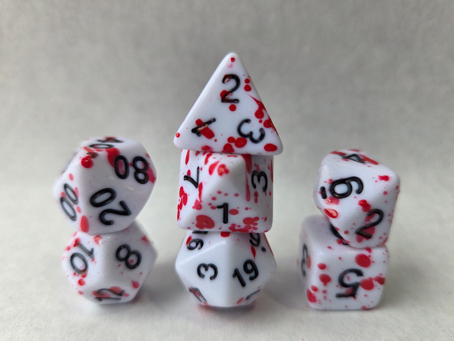 Warhol 7pc Dice Set for TTRPG inked in Black