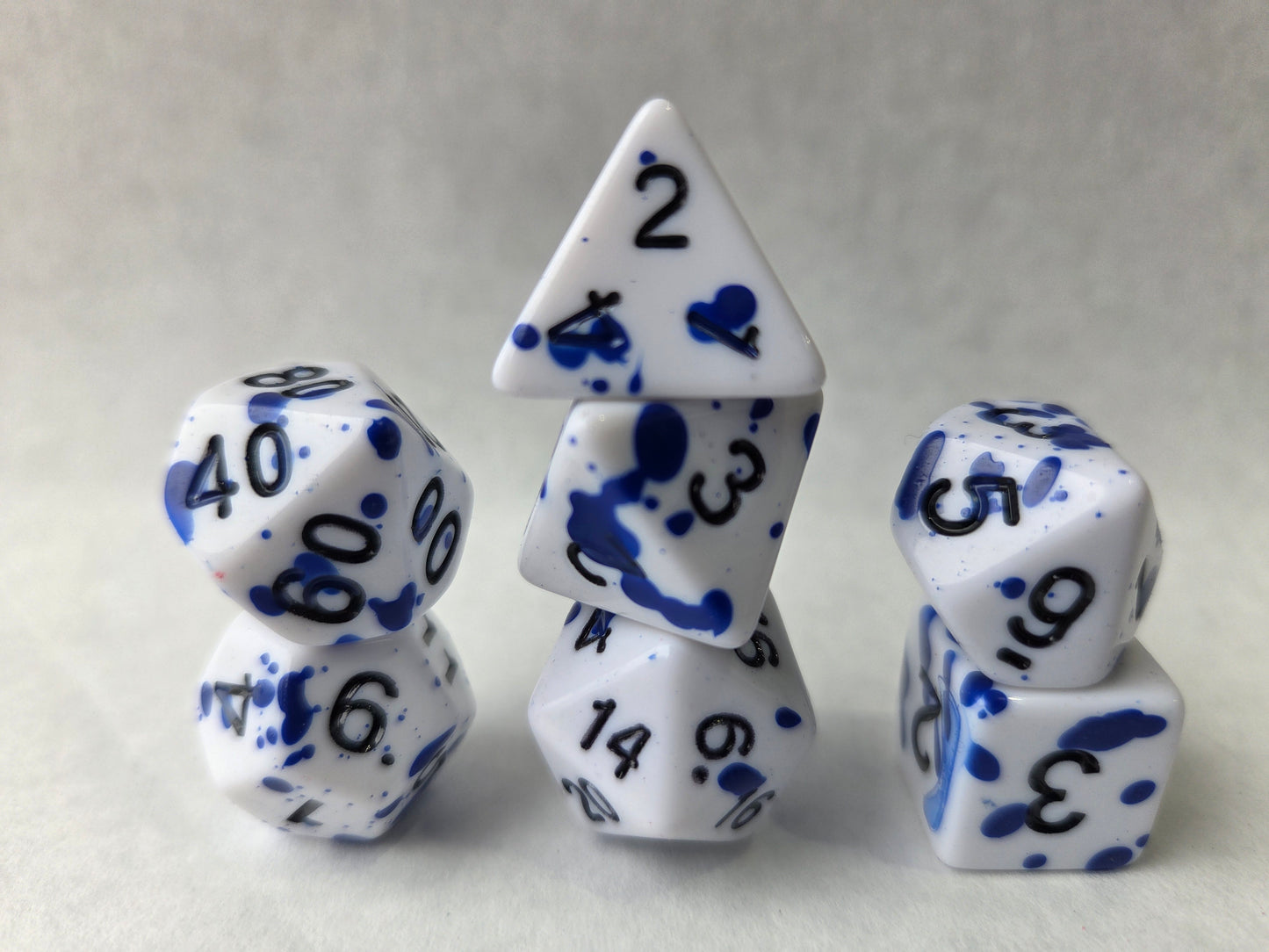 Picasso 7pc Dice Set for TTRPG inked in Black