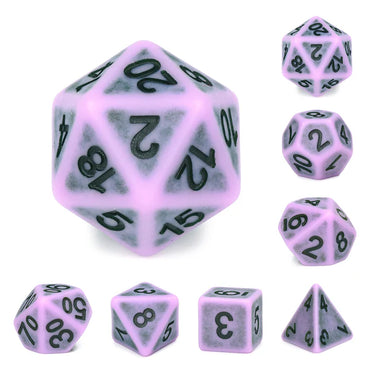 Ancient Purple 7pc Dice Set Inked in Black