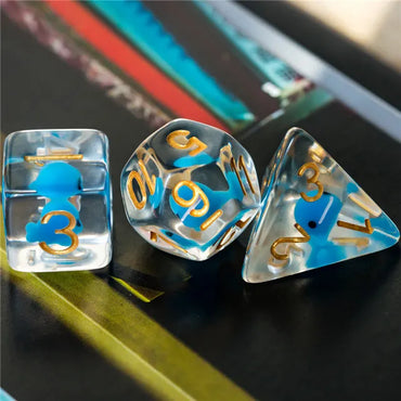 Baby Whale 7pc Dice Set Inked in Gold