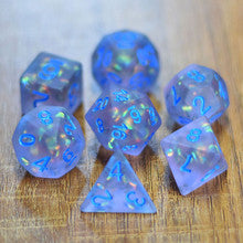Blue Frosted Mermaid Dice with Blue Ink 7pc Polyhedral Dice Set