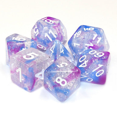7pc Blue Purple Galaxy V2. Polyhedral Dice Set
