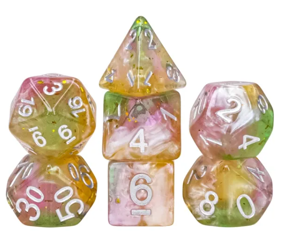 Arrow of Wind 7pc Dice Set Inked in Silver