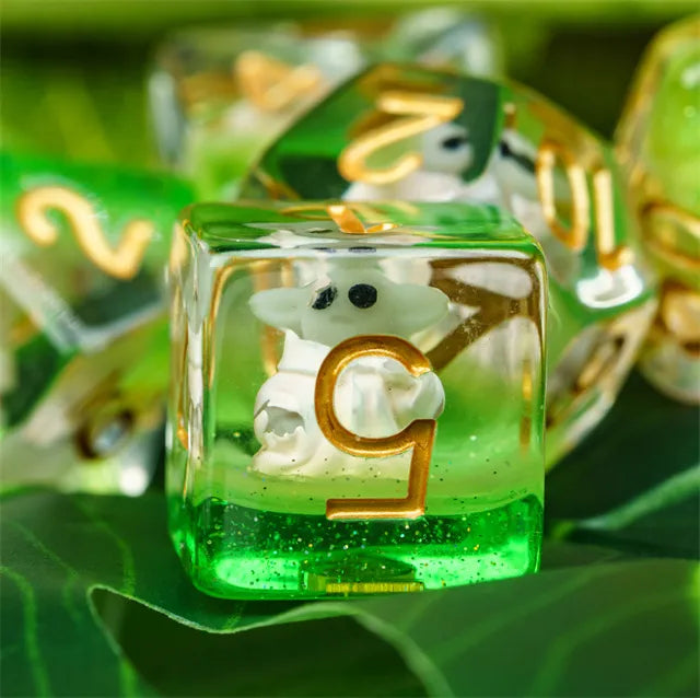 Baby Goblin 7pc Dice Set Inked in Gold – Kraken Dice