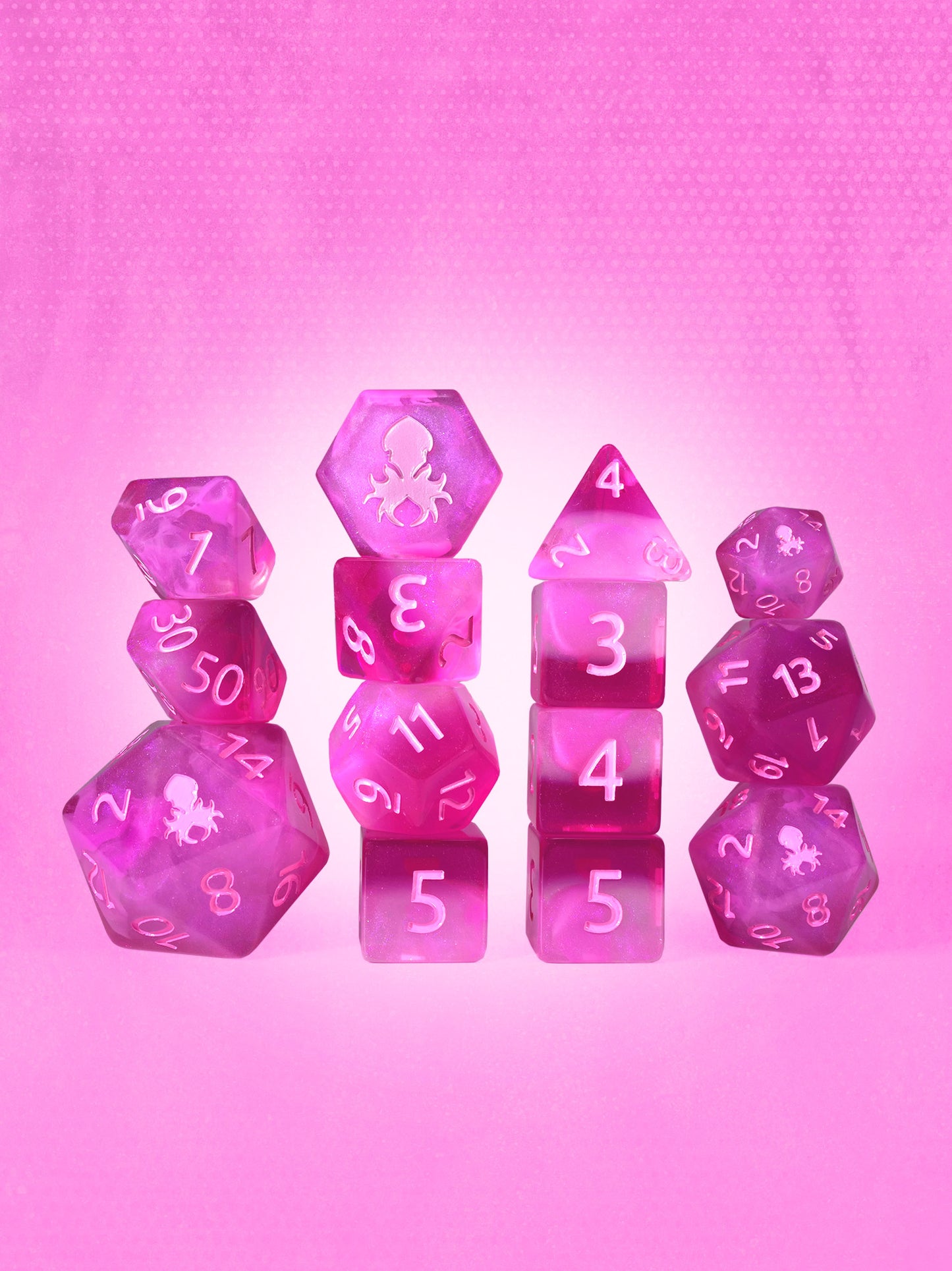 Brideberry 14pc Dice Set inked in Pink