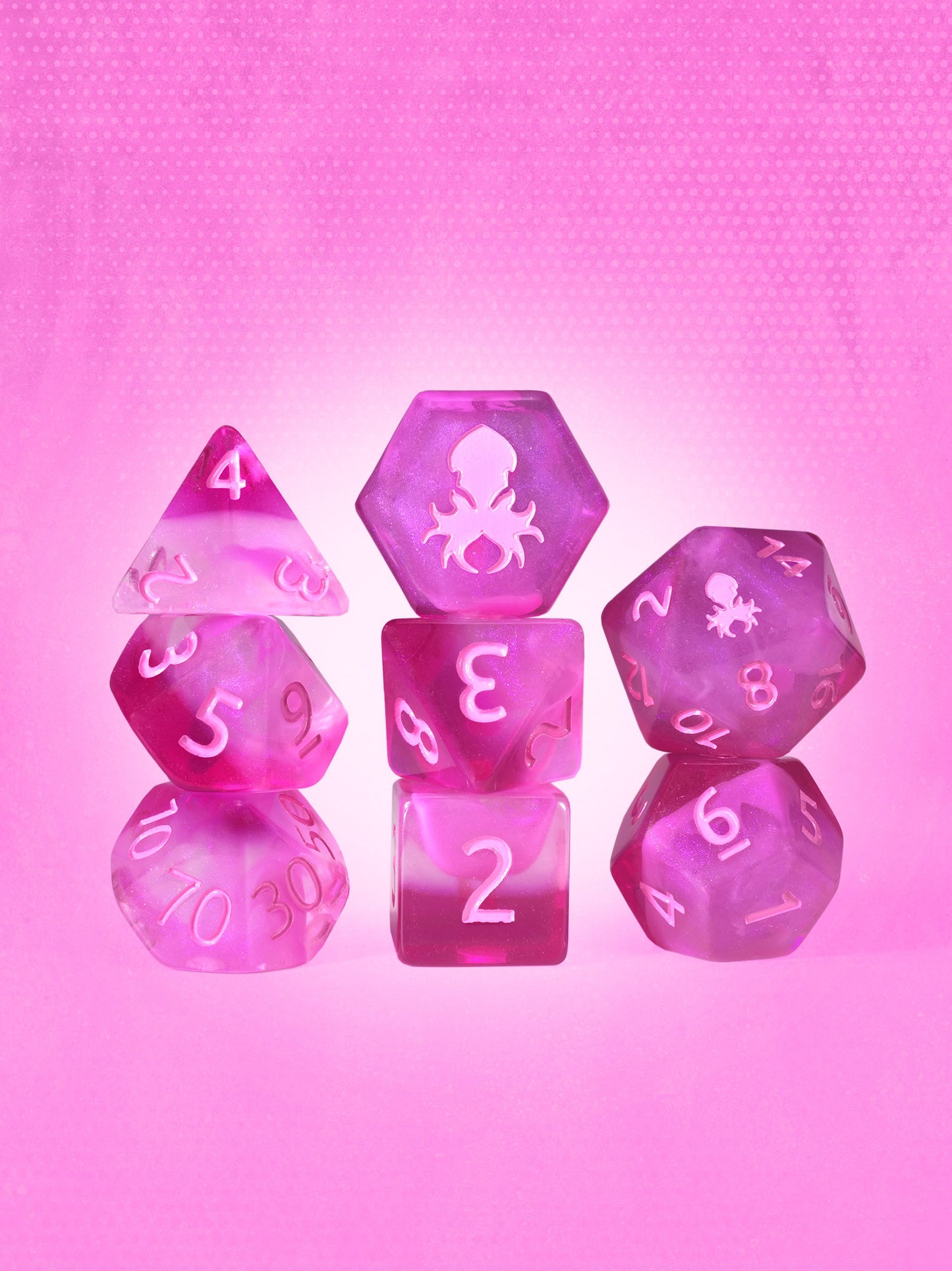 Brideberry 8pc Dice Set inked in Pink