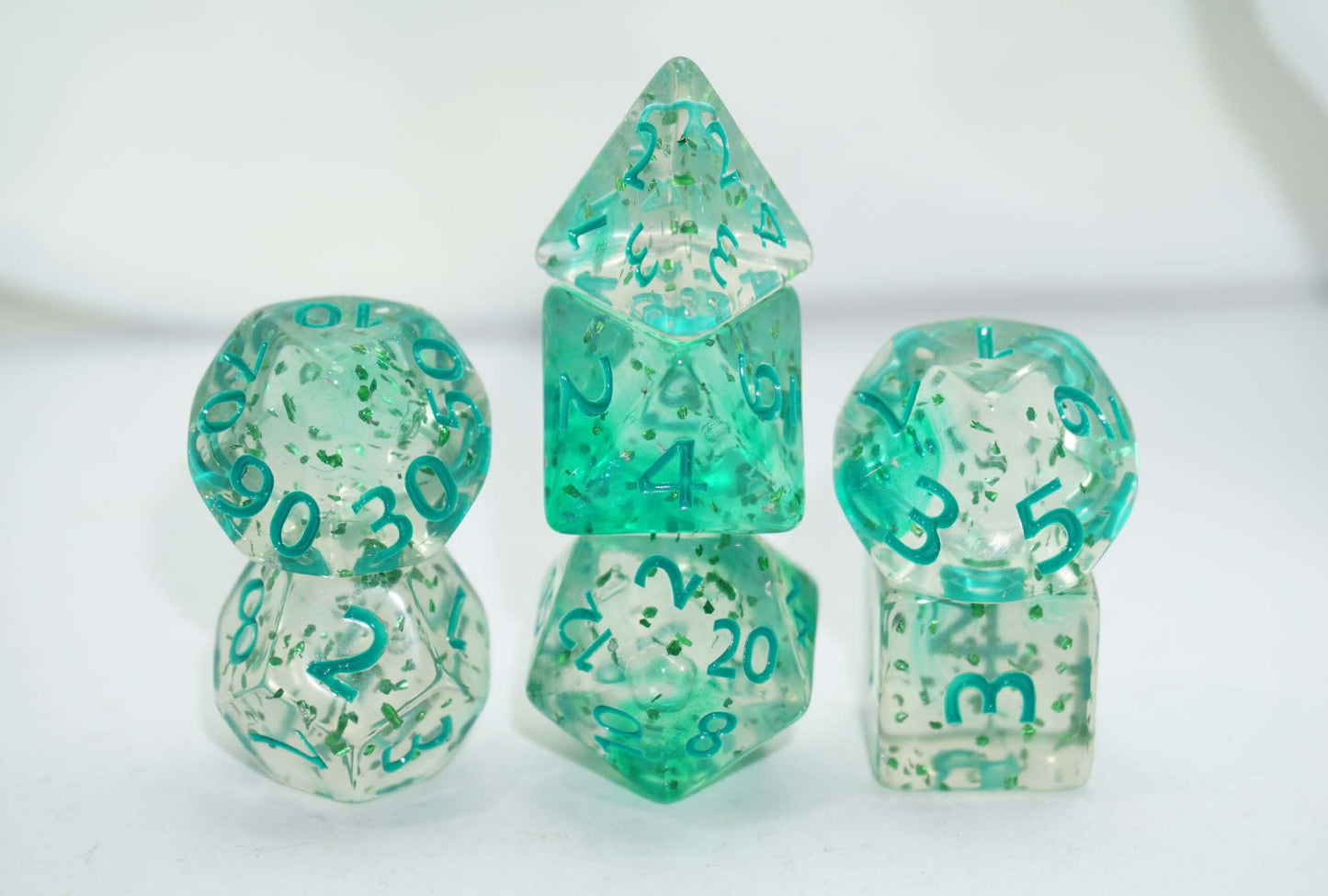 Abyssal Confetti with Green Ink 7pc Polyhedral Dice Set