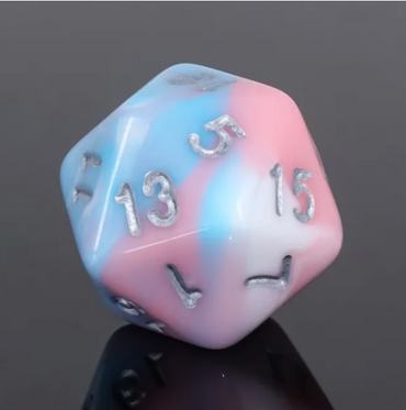 Cotton Candy 7pc Dice Set inked in Silver