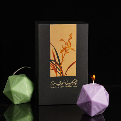D20 Dice Candle Set | 55mm Candle Dice (Purple D20 & Green D20 Candle)