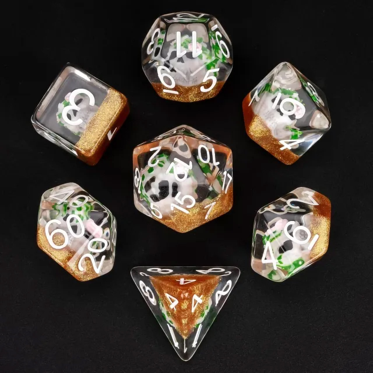 Day Of The Dead Sugar Skull Dice Set - 7pc Inked In White
