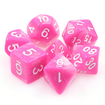 Pink+White Blend 7pc Dice Set