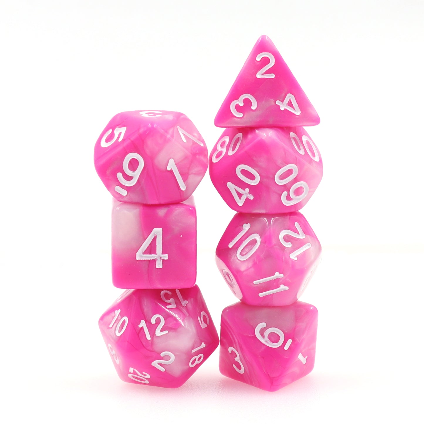 Pink+White Blend 7pc Dice Set