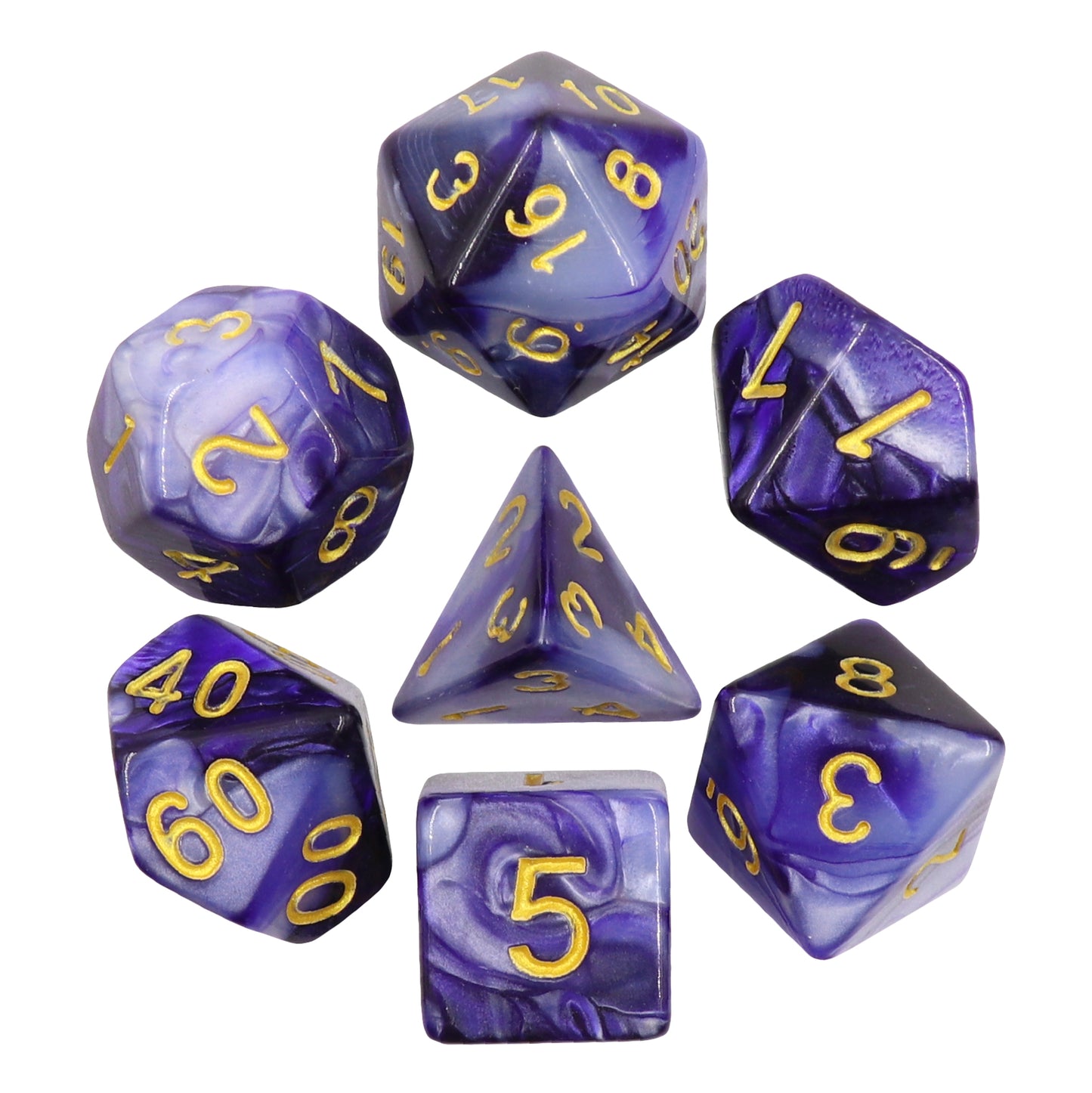 Blue Violet Smoke 7pc Dice Set