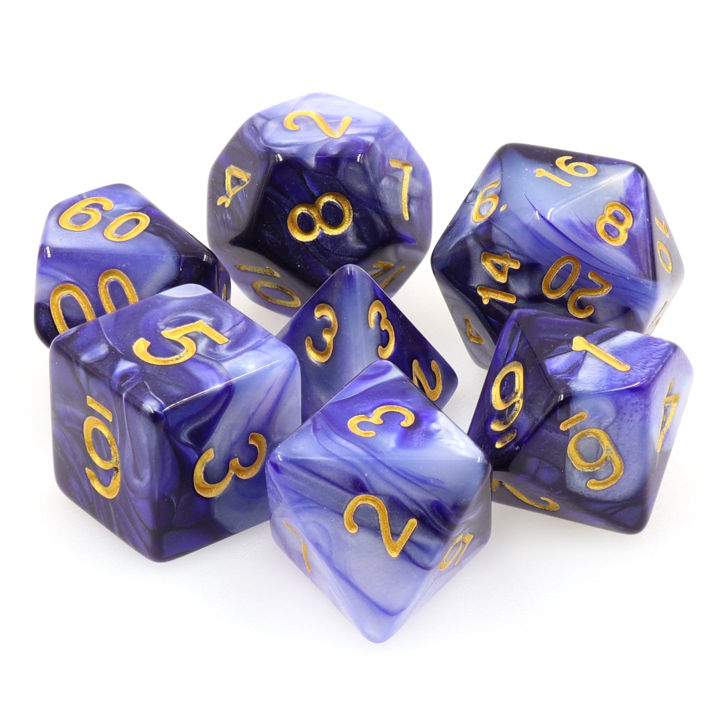 Blue Violet Smoke 7pc Dice Set