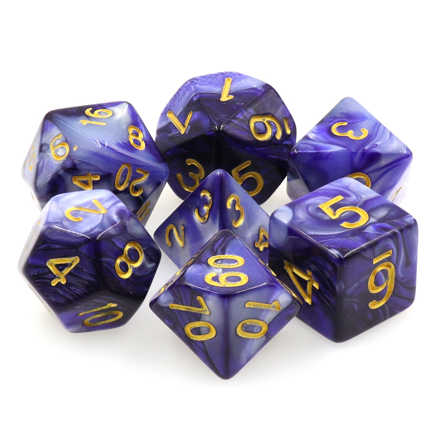 Blue Violet Smoke 7pc Dice Set
