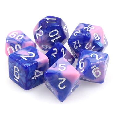 Pink & Blue Fusion 7pc Dice Set