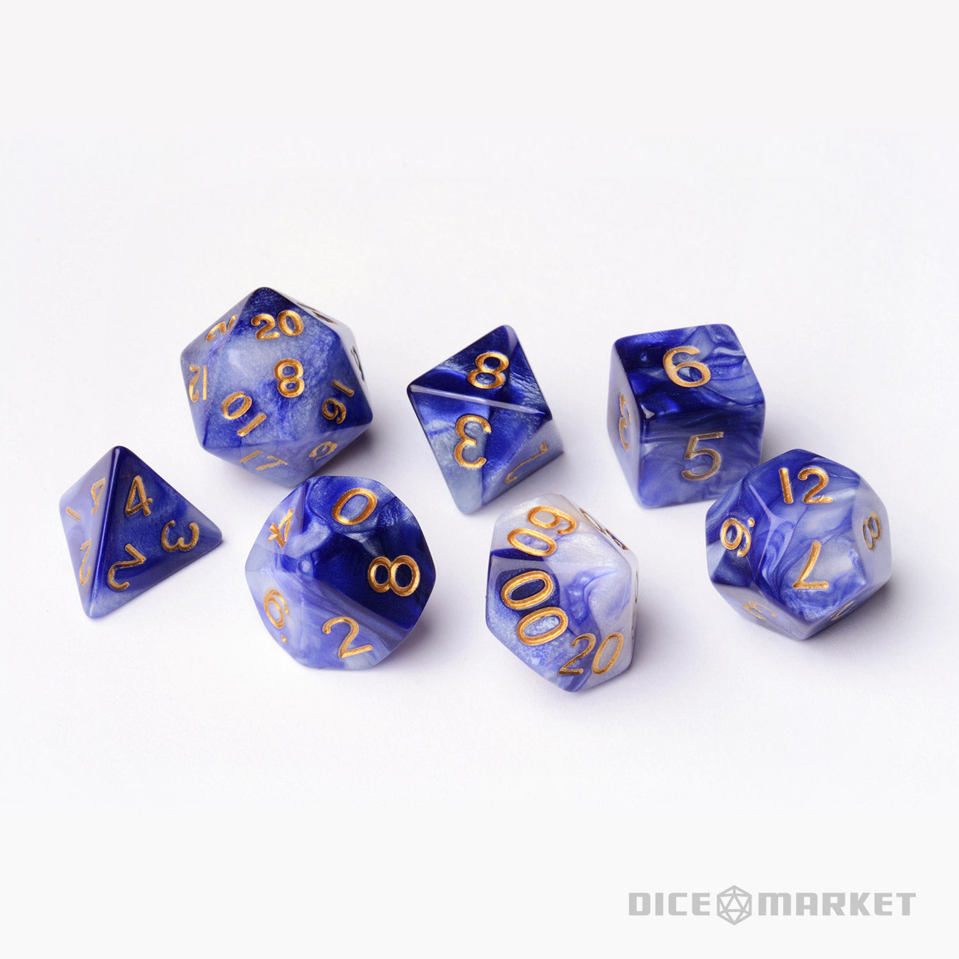 Blue Violet Smoke 7pc Dice Set
