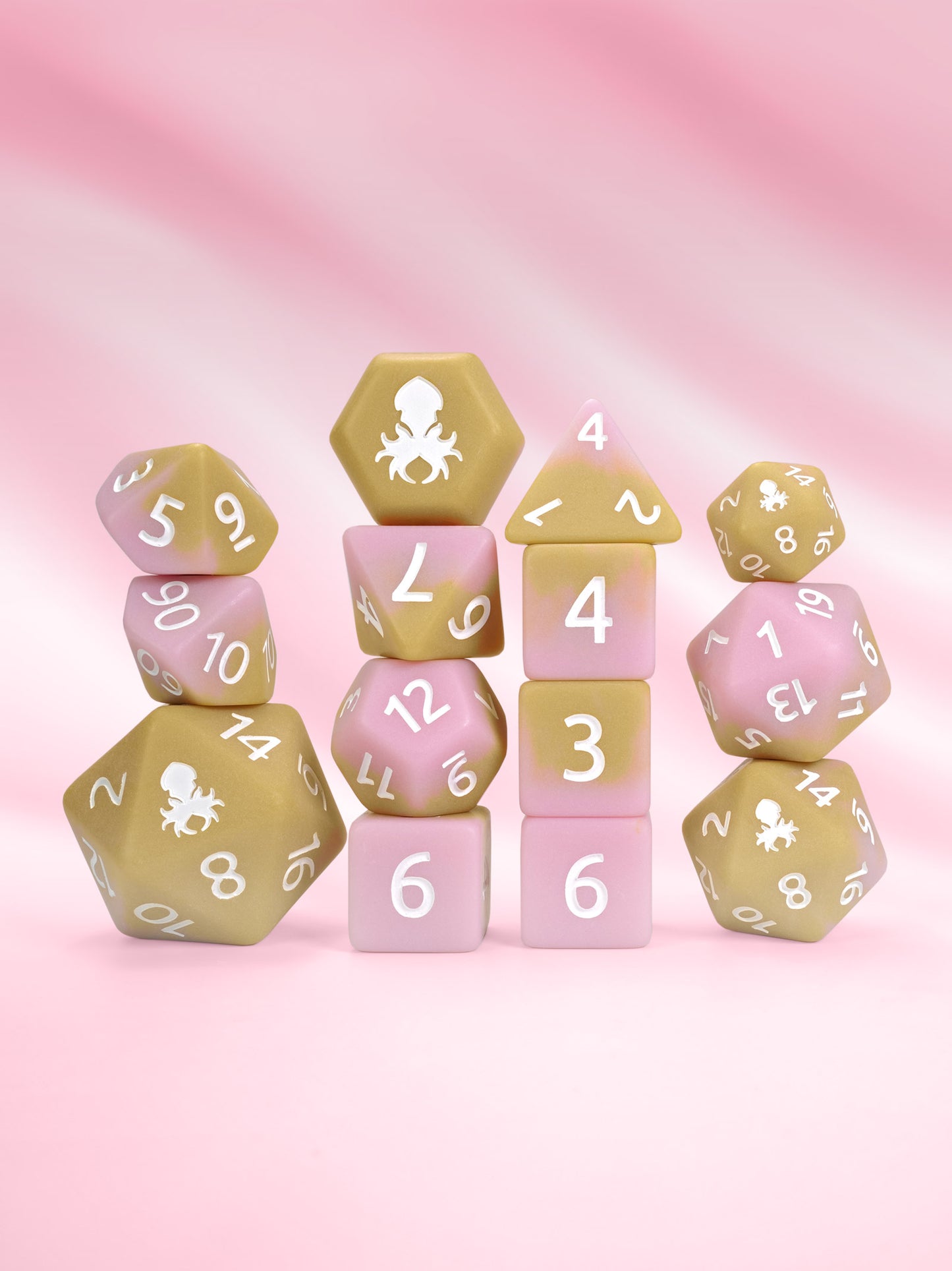 Strawberry Cold Foam Matte 14pc Dice Set inked in White