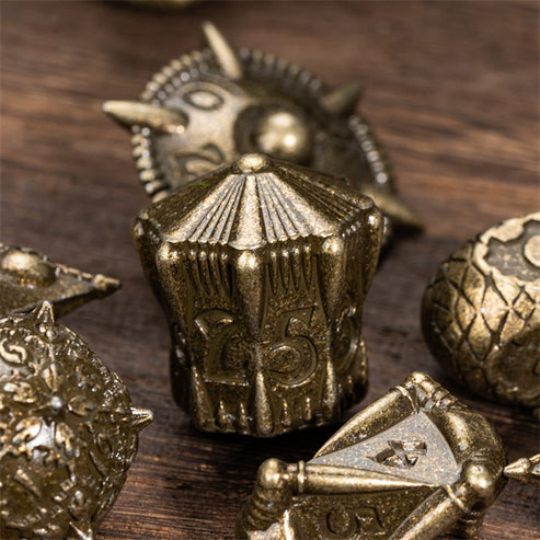 Fangs of the Iron Wyrm Metal Dice Set - Bronze