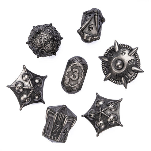 Fangs of the Iron Wyrm Metal Dice Set - Silver