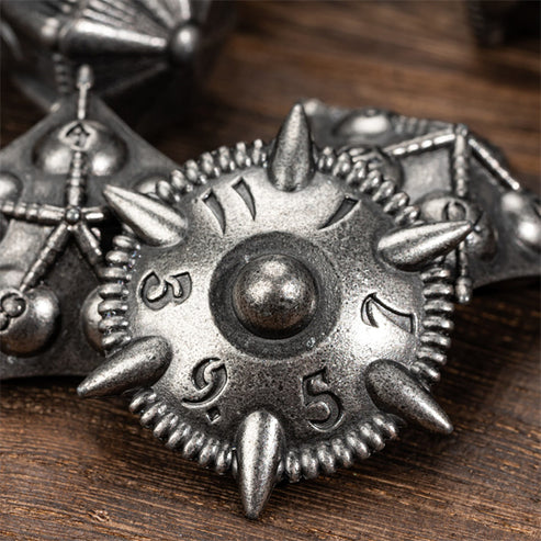 Fangs of the Iron Wyrm Metal Dice Set - Silver