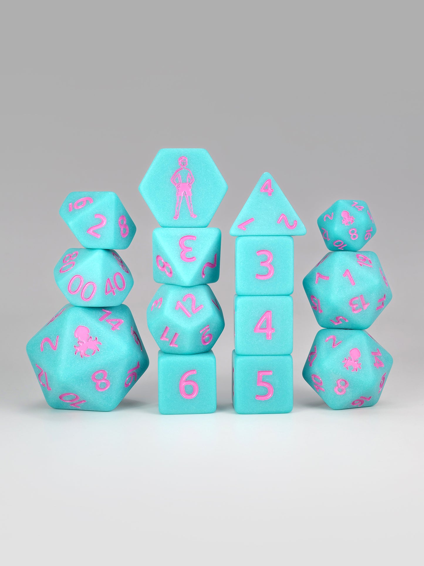 Florida Mann 14pc Matte Dice Set Inked in Pink