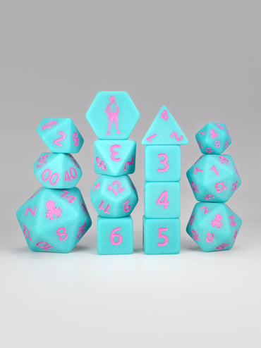 Florida Mann 14pc Matte Dice Set Inked in Pink