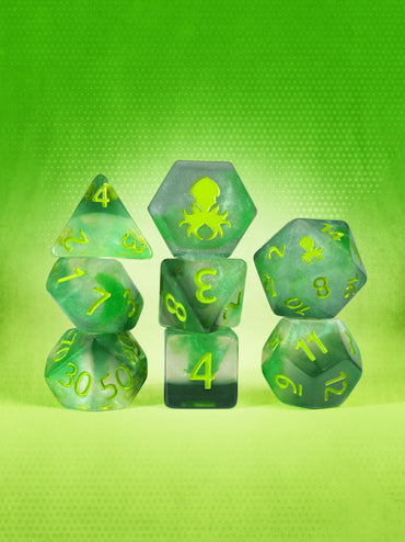 Frakenlime 8pc Dice Set inked in Green