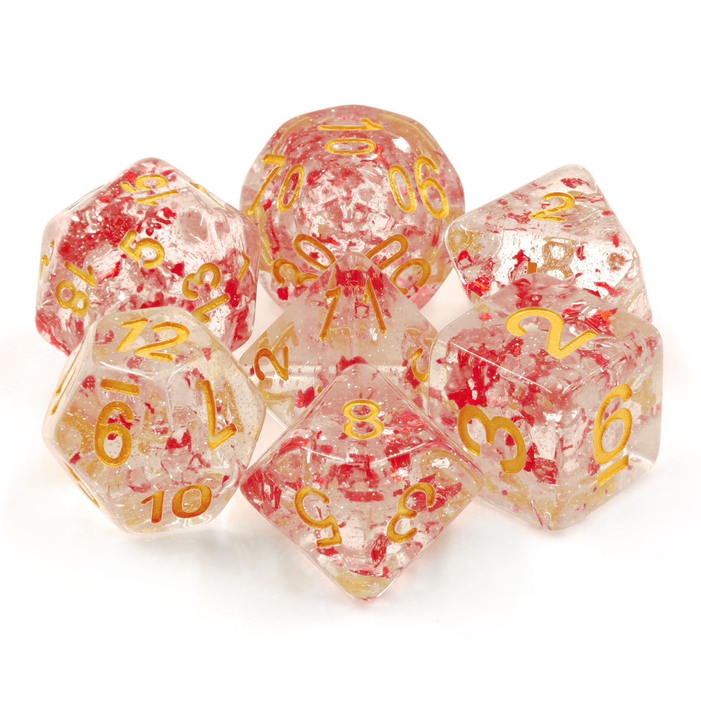 Metallic Ruby Flakes Polyhedral 7pc Dice Set