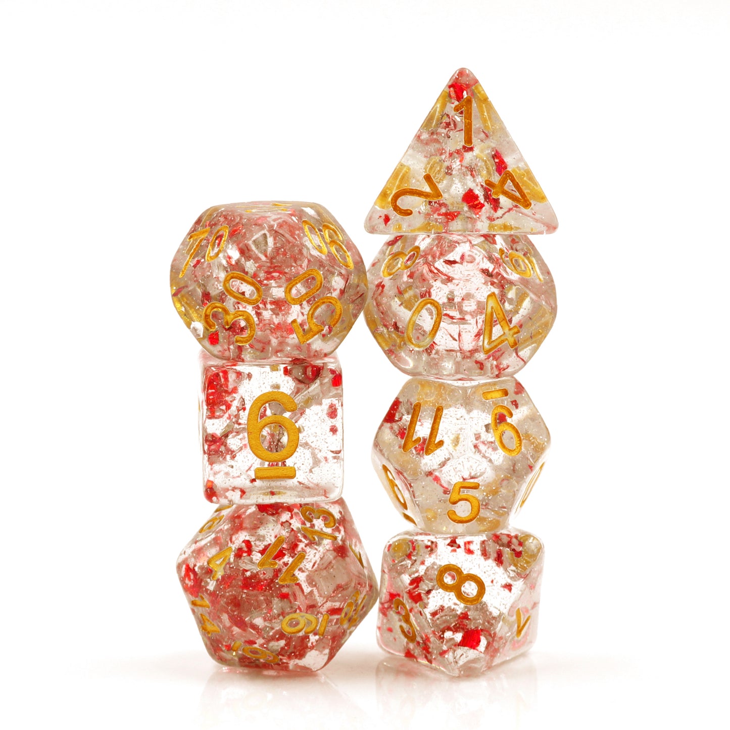 Metallic Ruby Flakes Polyhedral 7pc Dice Set