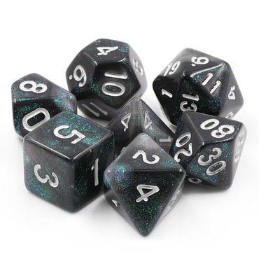 Everclear Aurora 7pc Dice Set with Silver Ink