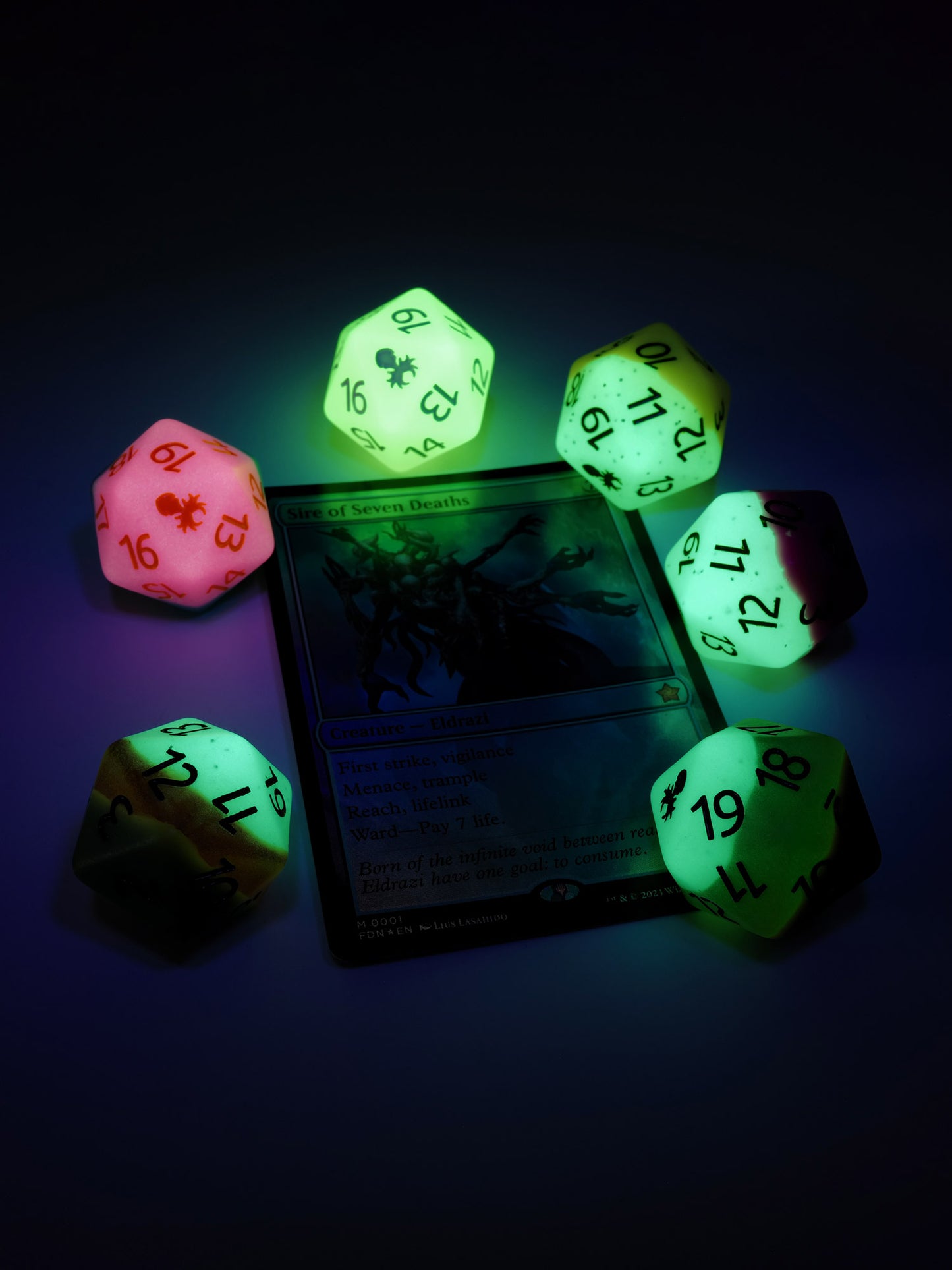 Pink Dragon Fruit Glow in the Dark Spindown D20