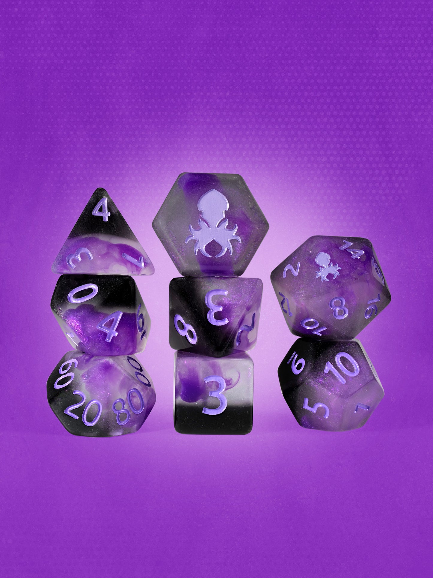 Grapeula 8pc Dice Set inked in Purple