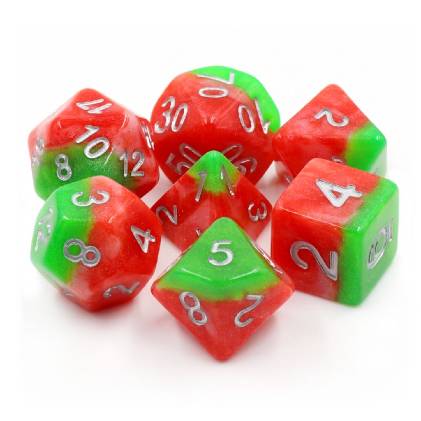 Italian Ice 7pc Dice Set Inked in Silver