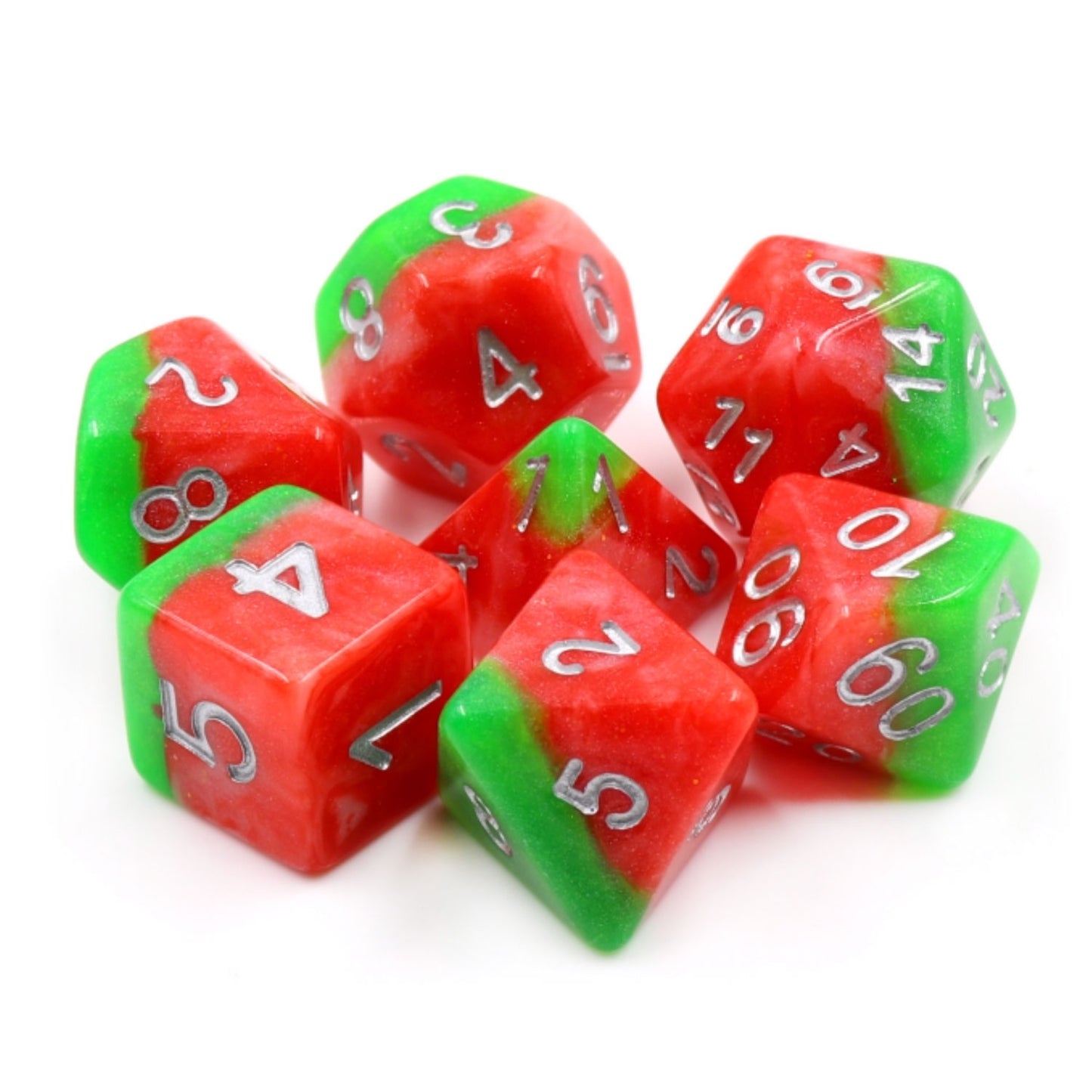 Italian Ice 7pc Dice Set Inked in Silver