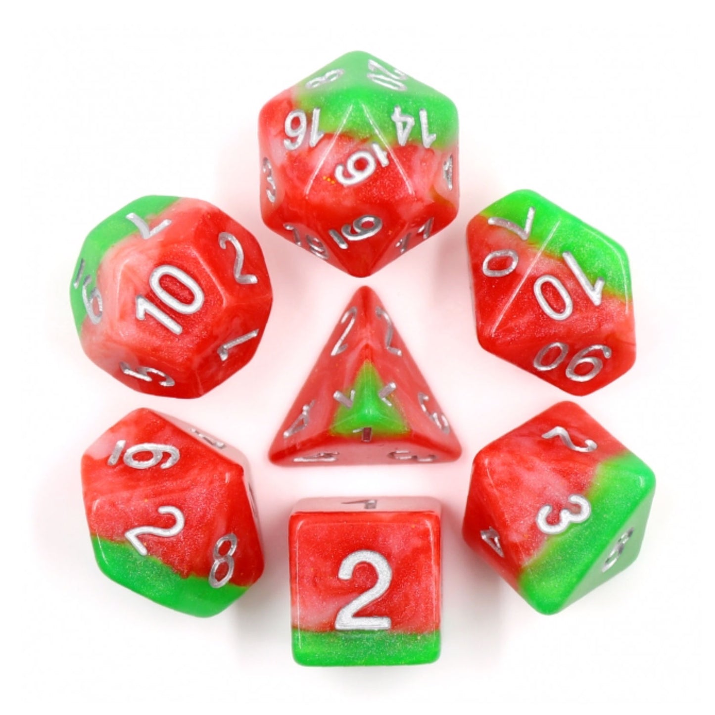 Italian Ice 7pc Dice Set Inked in Silver