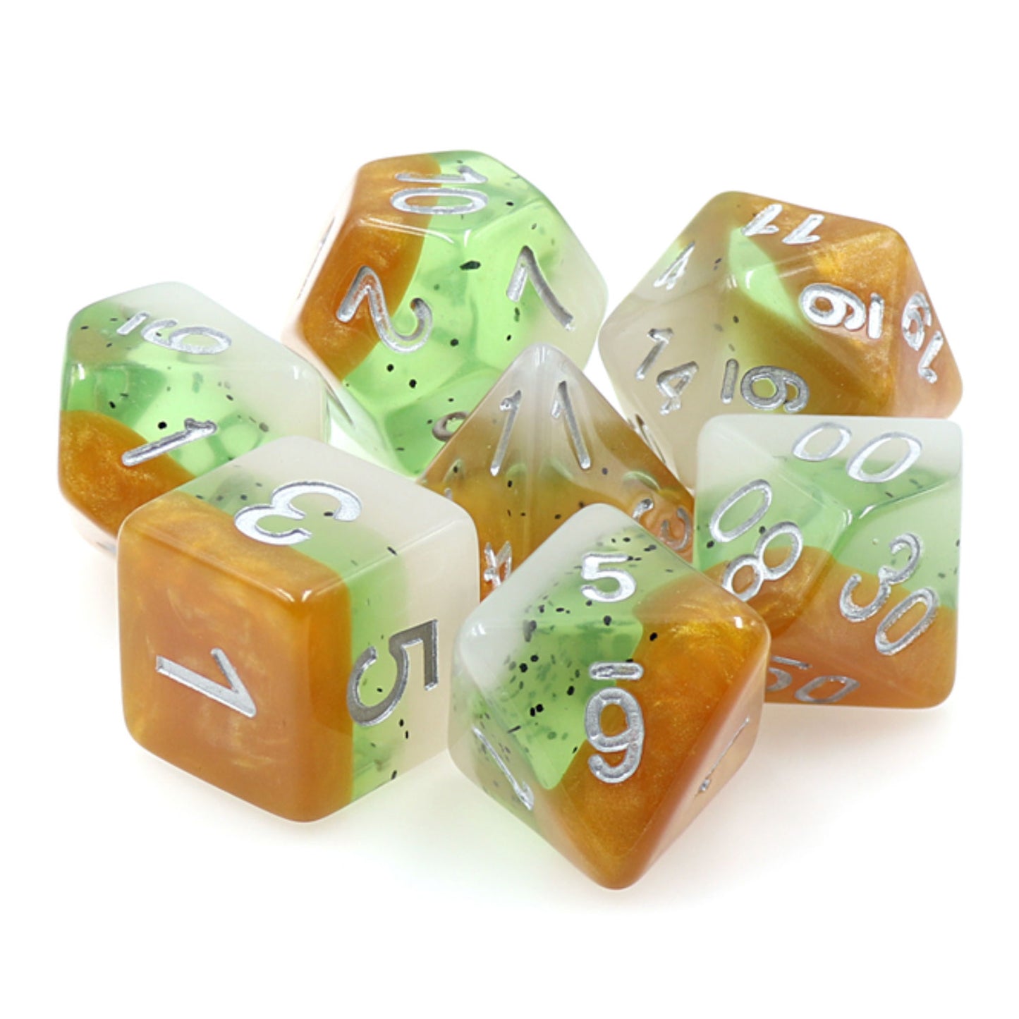 Kiwi Fruit RPG Polyhedral Dice Set for RPGS For DnD