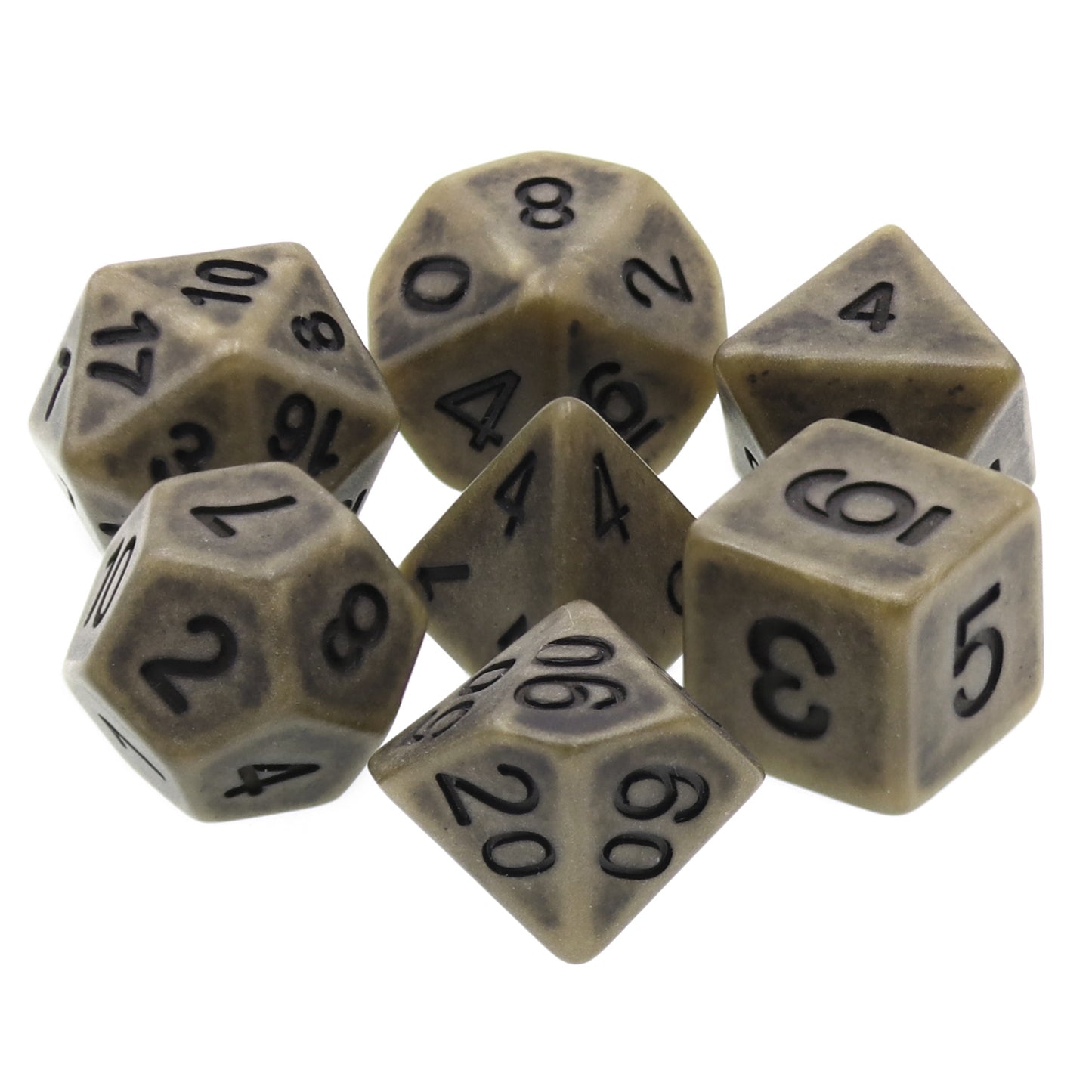 Ancient Moss 7pc Dice Set Inked in Black
