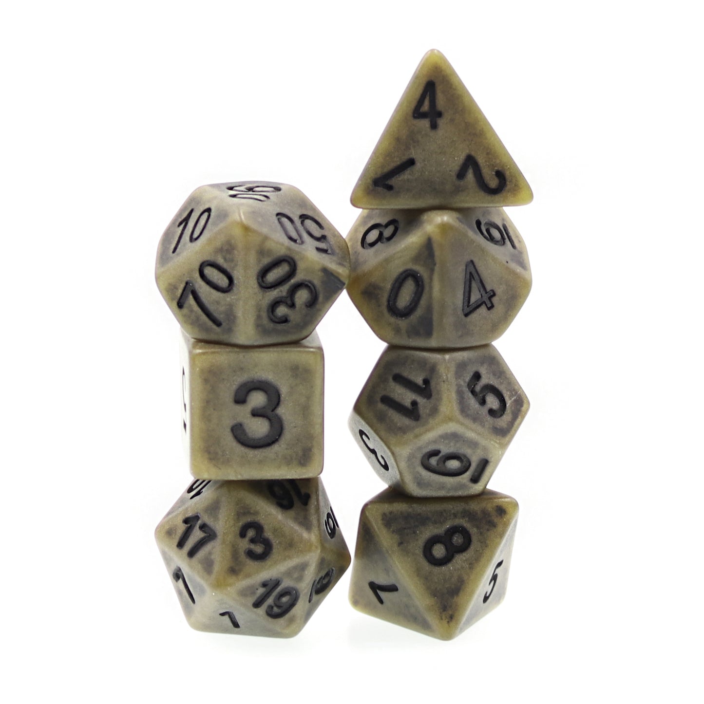 Ancient Moss 7pc Dice Set Inked in Black