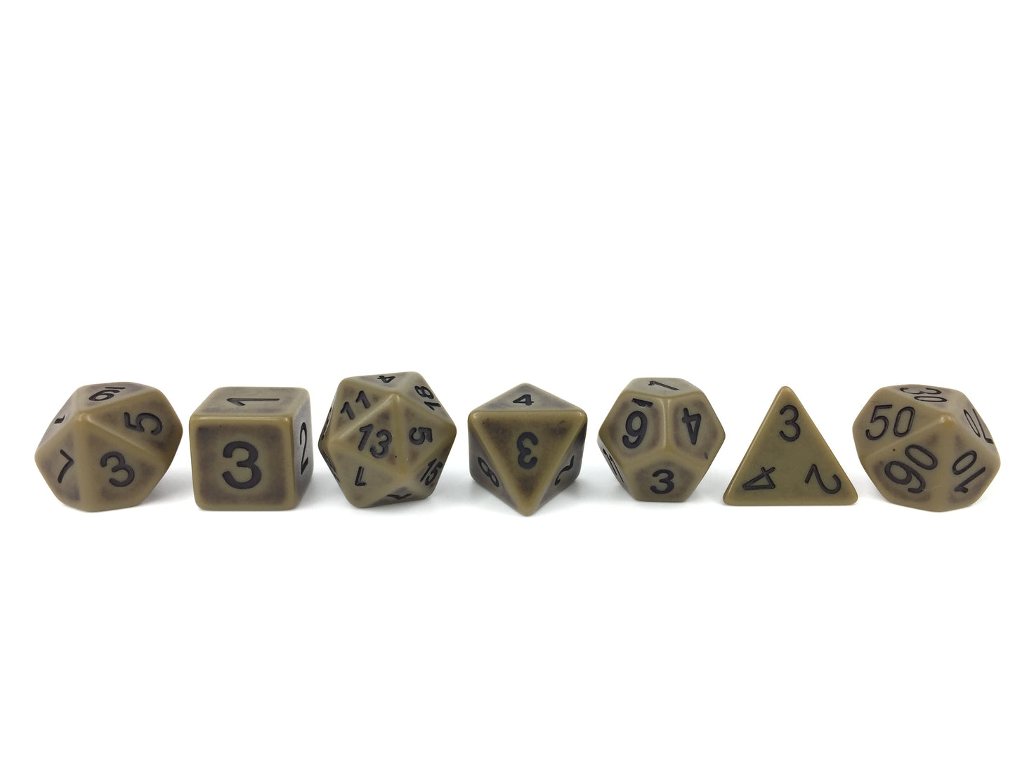 Ancient Moss 7pc Dice Set Inked in Black