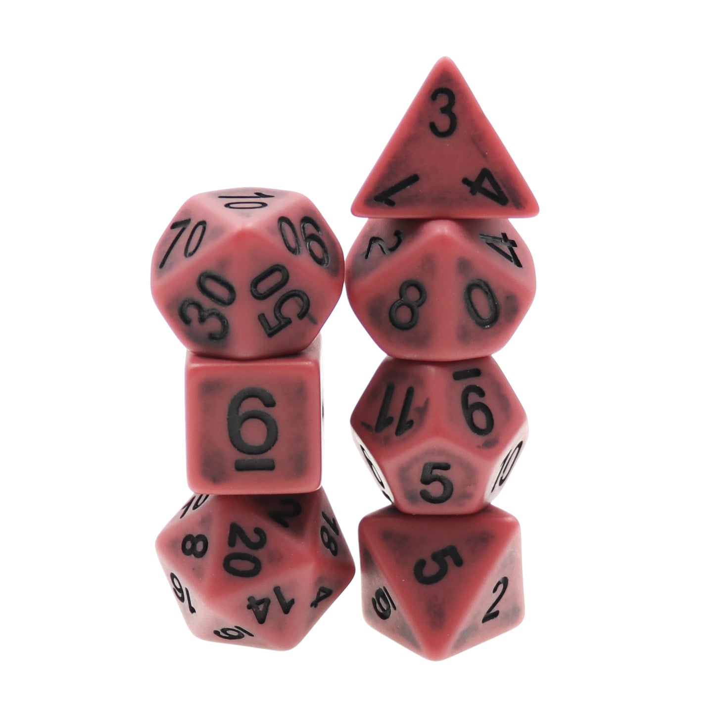 Ancient Red 7pc Dice Set Inked in Black