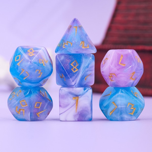 Land of Tenderness 7pc Dice Set Set inked in Gold