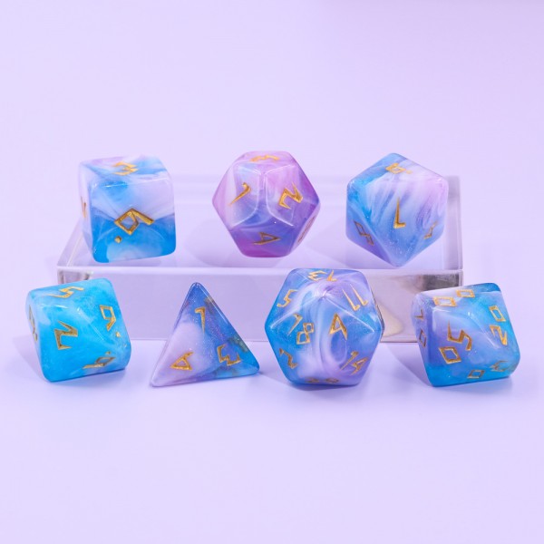 Land of Tenderness 7pc Dice Set Set inked in Gold