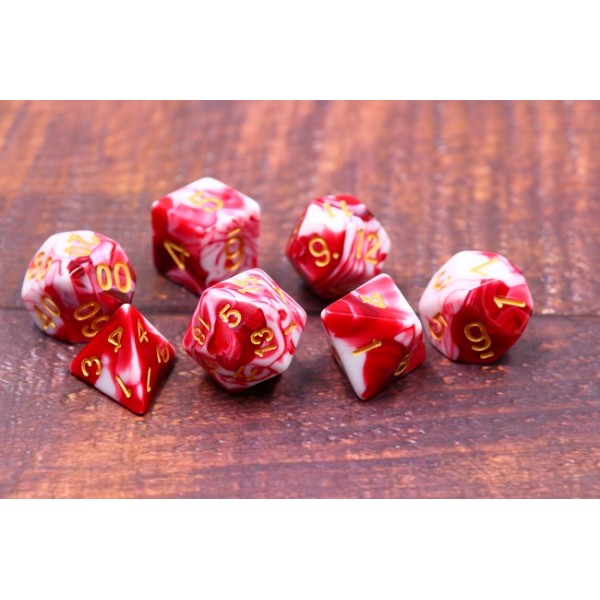 Cherry Cream 7pc Dice Set inked in Gold