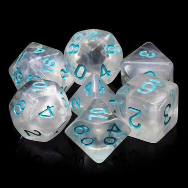 Frozen Heart 7pc Dice Set inked in Teal