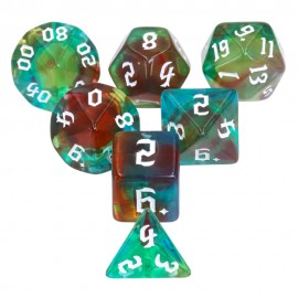 Wind Elves 7pc Dice Set inked in White