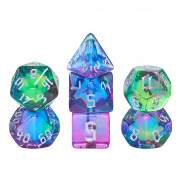 Aurora 7pc Dice Set inked in Silver