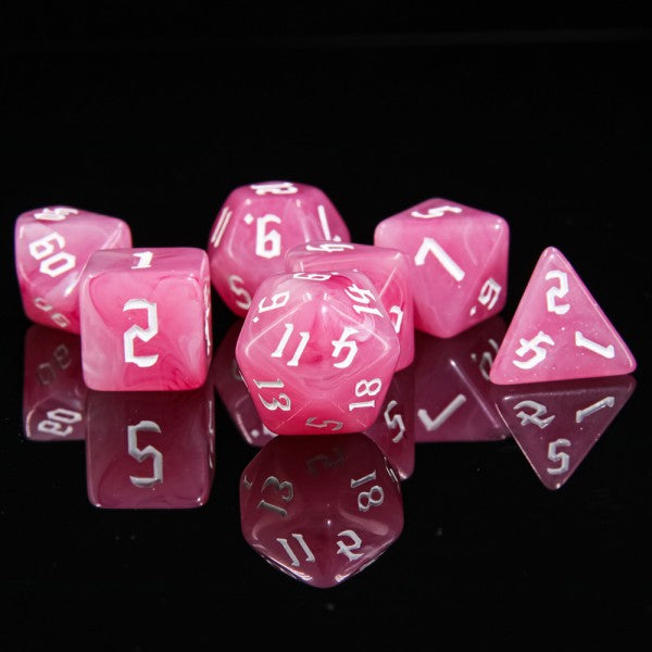 Bauhinia 7pc Dice Set inked in White