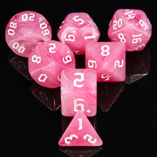 Bauhinia 7pc Dice Set inked in White